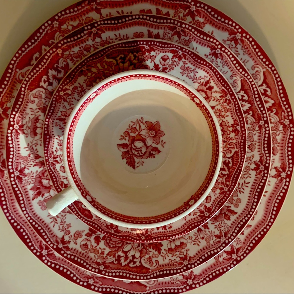 Red Staffordshire Dinnerware for 8